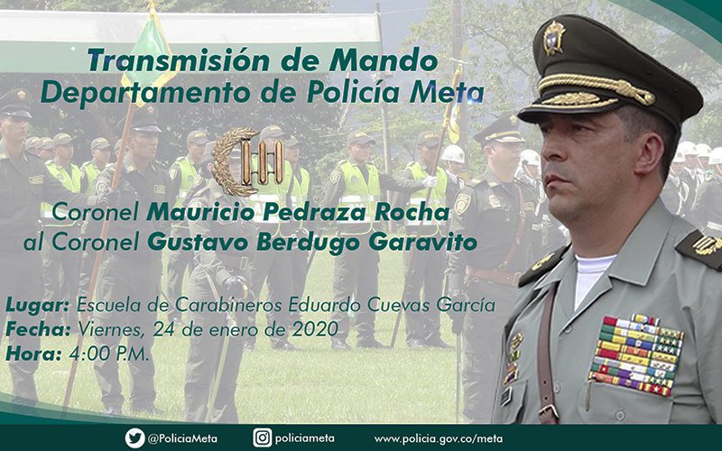  Coronel, Gustavo Berdugo Garavito, asumirá el mando en la policía Meta