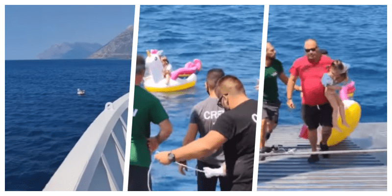  Rescatan a niña que estaba perdida en medio del océano con flotador de unicornio