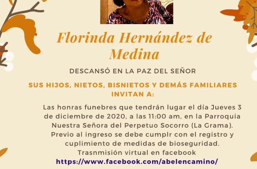  Paz y descanso en la tumba de Doña Florinda Hernández de Medina