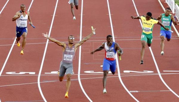 Canadá, liderada por De Grasse, bate a Estados Unidos en relevos 4x100