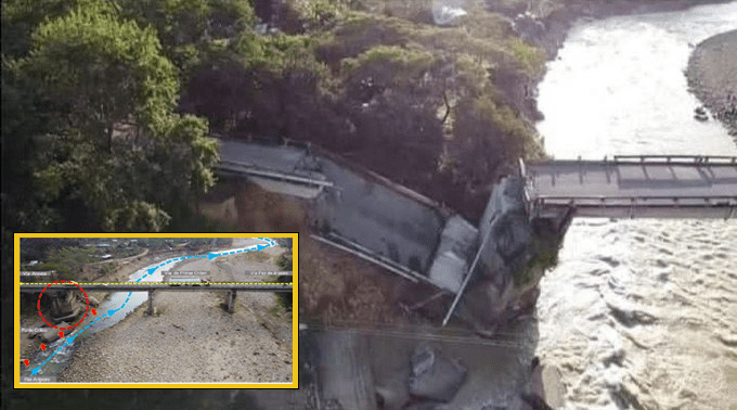  La comunidad pone en riesgo su vida al pasar los escombros del puente del río Ariporo